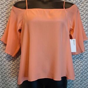Designer brand “Bailey/ 44” Moonlight Walk Silk Cold Shoulder Blouse Size L.